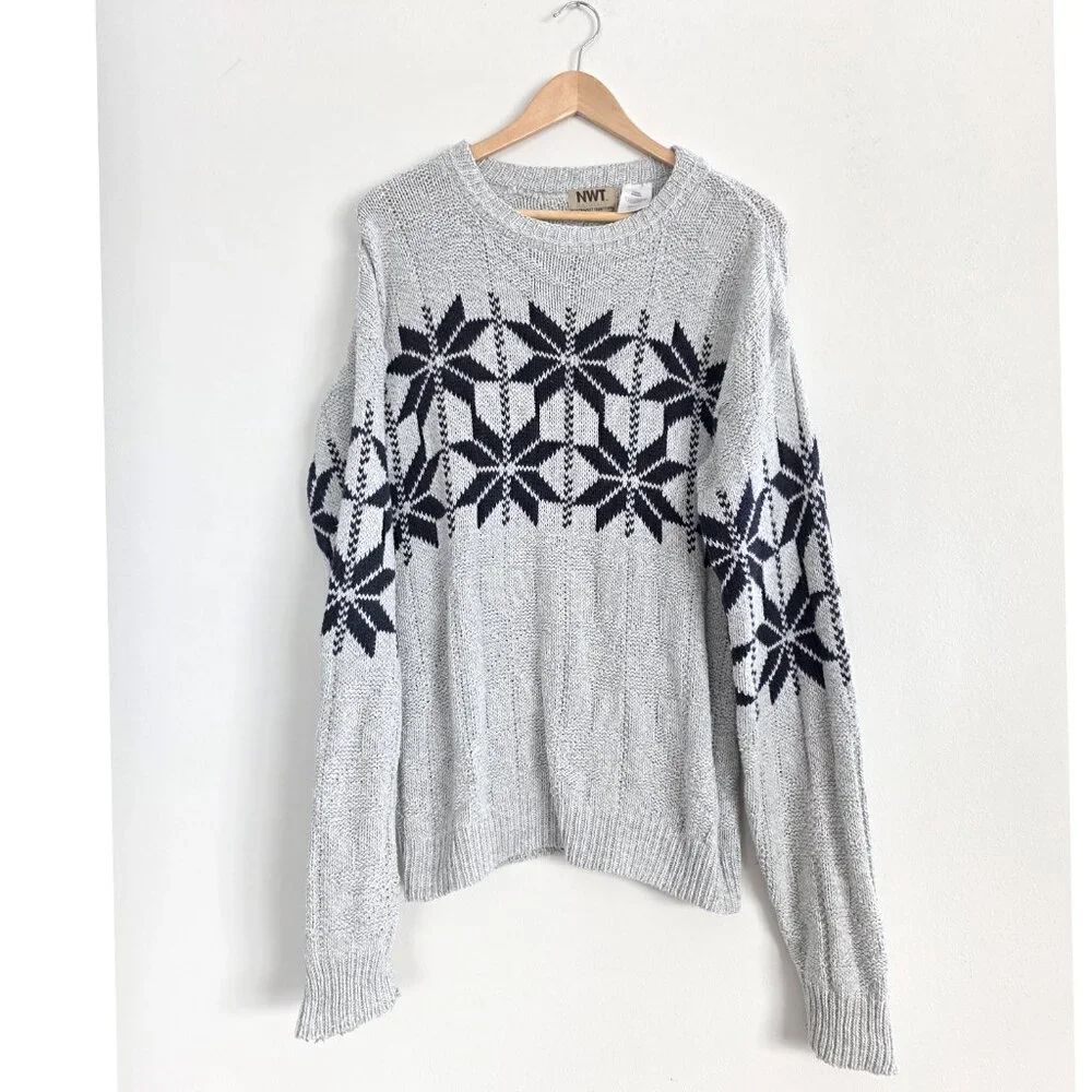 Vintage Northwest Territory Nordic Snowflake Fair Isle Grandpa Sweater Cabincore